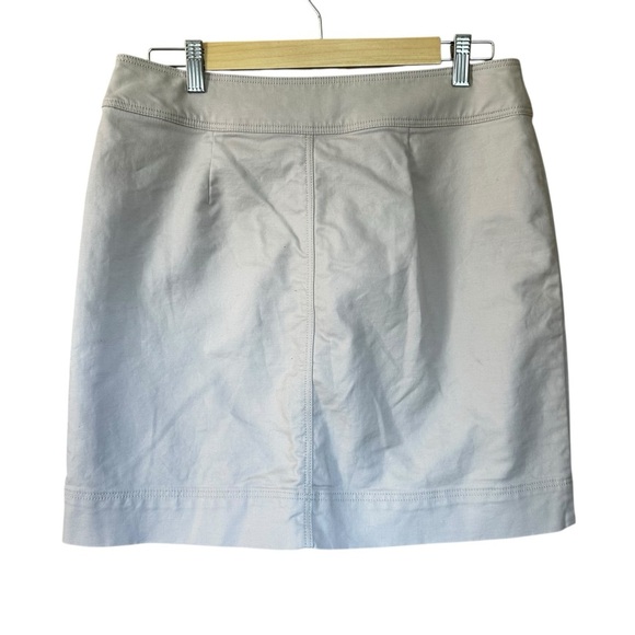 Ann Taylor Zip Front Khaki Mini Skirt Front Pockets Cotton Blend Sz 8 - Picture 3 of 6